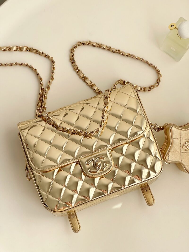 Chanel 24C gold mirror star backpack Replica