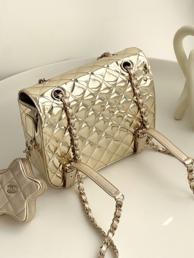 Chanel 24C gold mirror star backpack Replica - Image 6