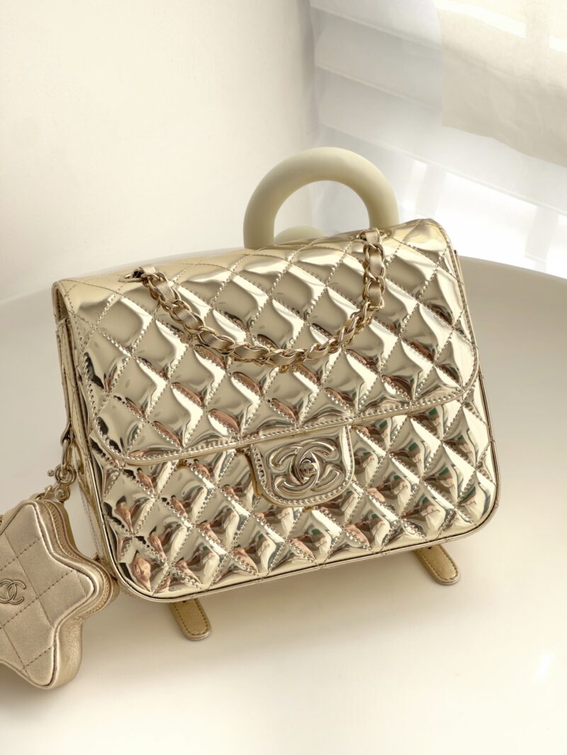 Chanel 24C gold mirror star backpack Replica - Image 9