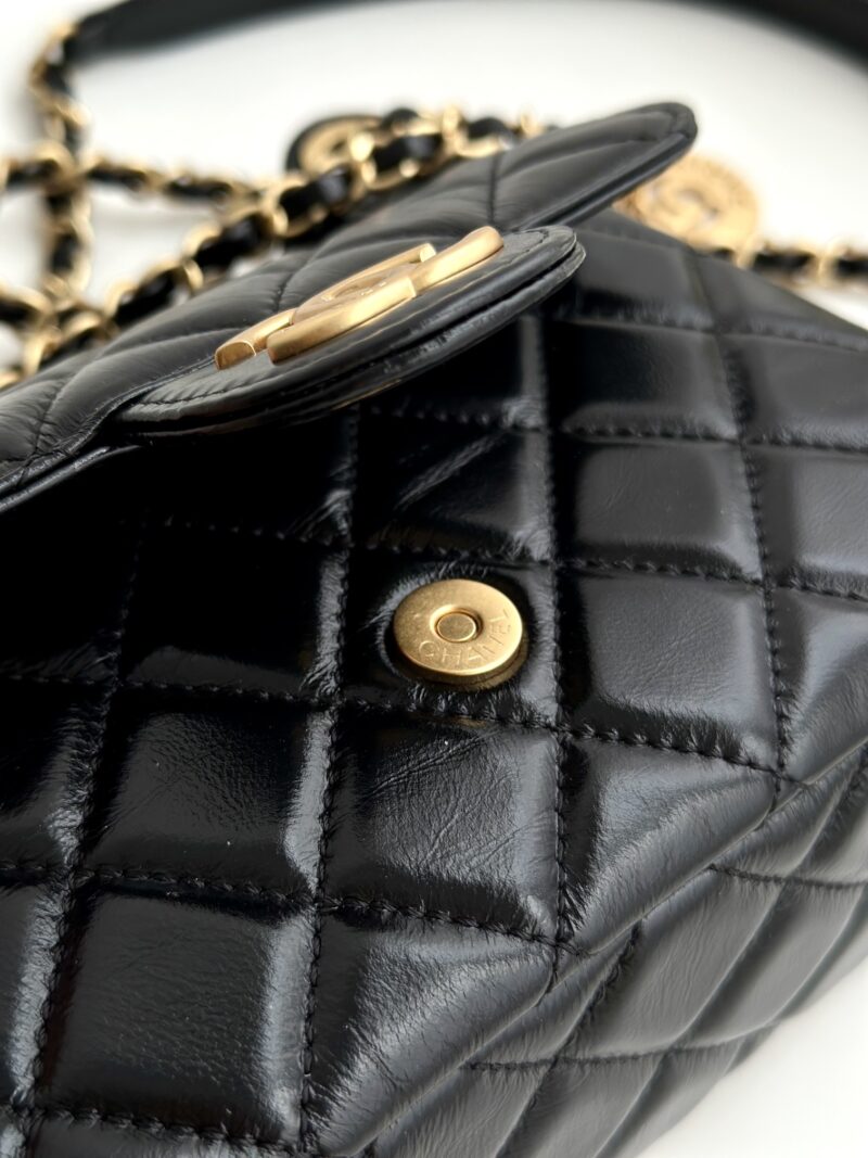 Chanel Black Shiny  Small Hobo Bag Replica - Image 7